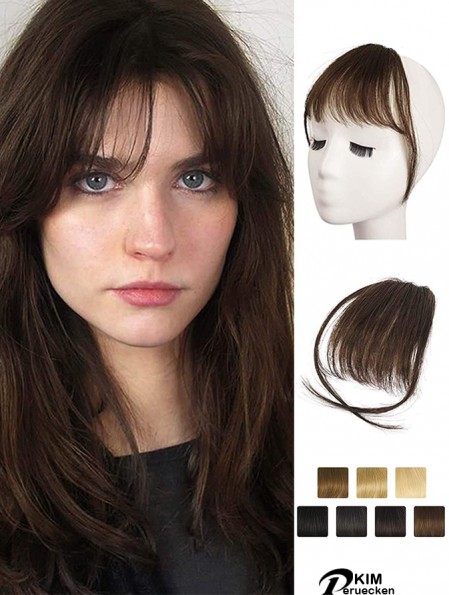 Menschliches Haar 100% Echtes Haar Fringe Extensions Clip in Französisch Bangs Fringe mit Tempeln Clip auf Fringe Bangs Echtes Haar Stücke für Frauen Natürliche Farbe Waschbar