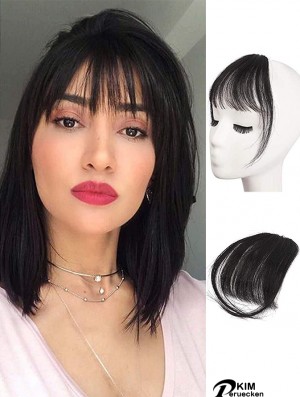 Clip in Fringe Menschliches Haar 100% Real Hair Fringe Extensions Clip in French Bangs Fringe mit Tempeln Clip auf Fringe Bangs Real Hair Pieces für Frauen Natürliche Farbe Waschbar