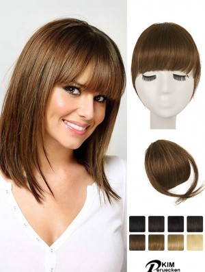 Clip in Fringe Menschliches Haar 100% Real Hair Fringe Extensions Clip in French Bangs Fringe mit Tempeln Clip auf Fringe Bangs Real Hair Pieces für Frauen Natürliche Farbe Waschbar