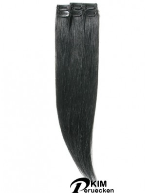 Erstaunliche schwarze gerade gerade menschliche Haarspange in Haarverlängerungen