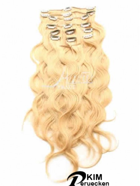 Ideal Blonde Curly Remy Echthaarspange in Haarverlängerungen