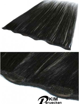 Beliebte schwarze gerade Remy Echthaarspange in Haarverlängerungen