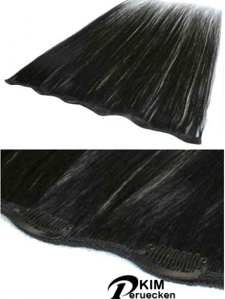 Beliebte schwarze gerade Remy Echthaarspange in Haarverlängerungen