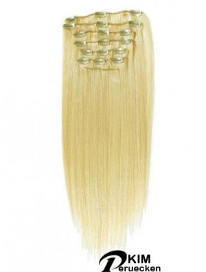 Style Blonde Straight Remy Echthaarspange in Haarverlängerungen