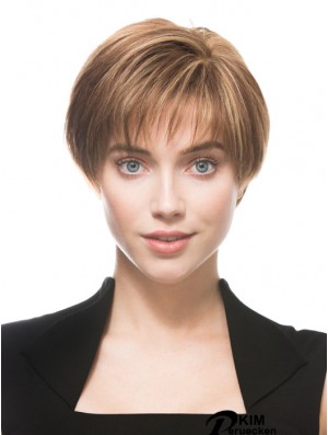 Monofilament Human 100% handgebundene Boycuts Short Length Straight Style