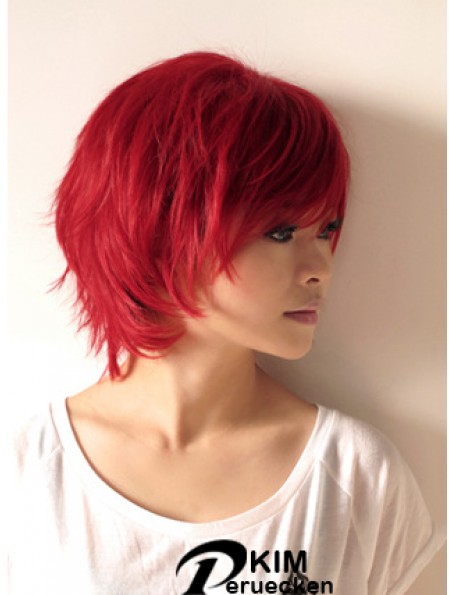 Wellenförmige Perücken im menschlichen Haar Wellenförmige Art kurze Länge rote Farbe