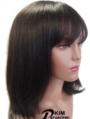 Capless Straight With Bangs Schulterlange 14  inchIdeale Echthaarperücken