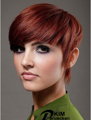 Boycuts Top Straight Red Kurzes Echthaar Perücken