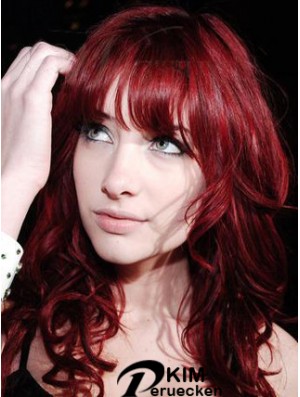 Capless With Bangs Long Curly 18 Zoll Red Günstigste Mode Perücken