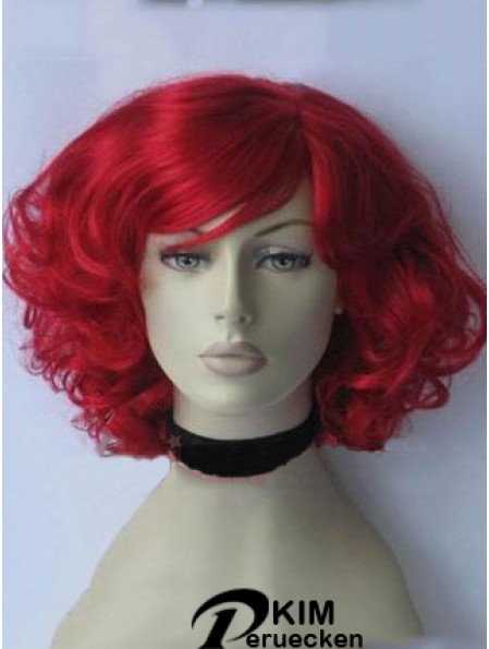 Curly With Bangs Kinnlänge Red Gorgeous Lace Front Perücken