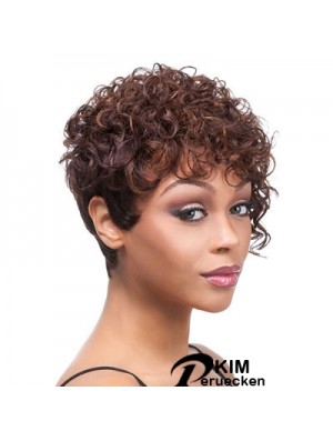 Kurze Auburn Curly Layered Trendy Afroamerikaner Perücken