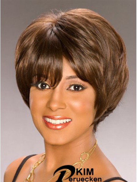 Bobs Capless Short Wavy Brown Synthetische Afroamerikaner Perücken UK