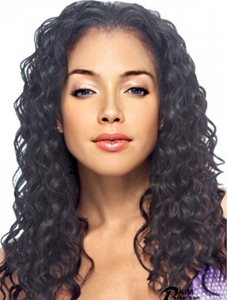 Lange verworrene schwarze Flexibilität brasilianische Remy-Haar-Halbperücken