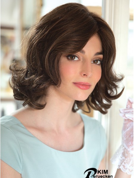 Neue 12  inchBrown Shoulder Length Layered Wavy Lace Perücken