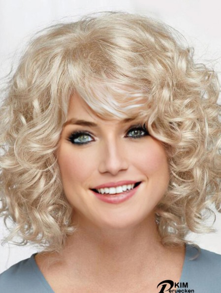 Curly Platinum Blonde Chin Länge 12 Zoll Frisuren Classic Perücken