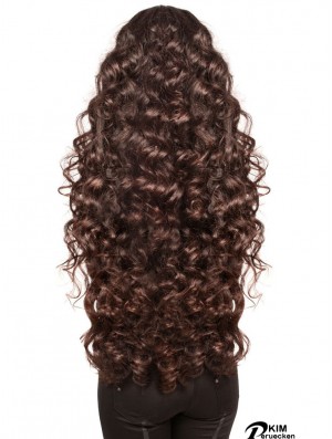 Lang mit Pony Curly Brown Modische synthetische Perücken