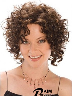 Hitzebeständige synthetische Perücken Curly Style Brown Color Classic Cut