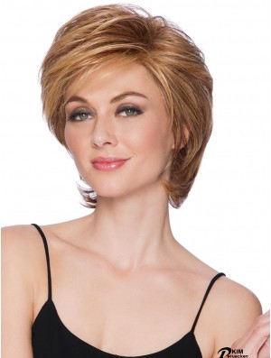 Capless Blonde 8 Zoll Short Layered Synthetic Perücken