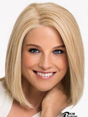 Blonde synthetische Perücke Spitze vorne schulterlang Blonde Farbe Straight Style