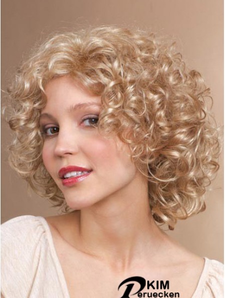 Kinnlänge Classic Curly Blonde Stylish Synthetic Perücken