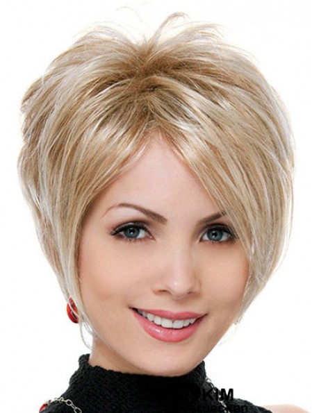 Großhandel synthetisches Haar UK Blonde Farbe Boycuts Straight Style