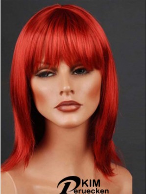 Synthetische Lacefront Perücke Monofilament Straight Style rote Farbe mit Pony