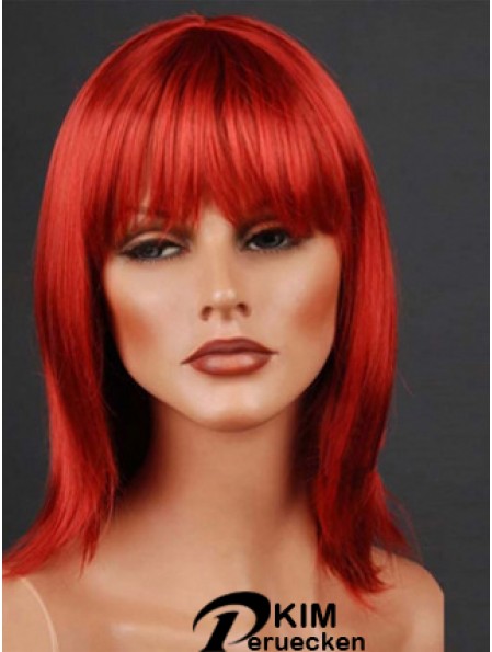 Synthetische Lacefront Perücke Monofilament Straight Style rote Farbe mit Pony