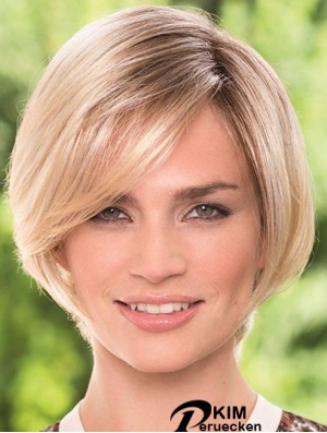 Kinn Länge Blond Langlebige 8 Zoll Straight Bob Perücken