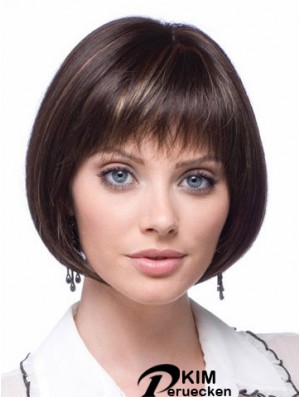 Günstige synthetische Spitze Perücken Kinn Länge Bobs Cut Brown Farbe