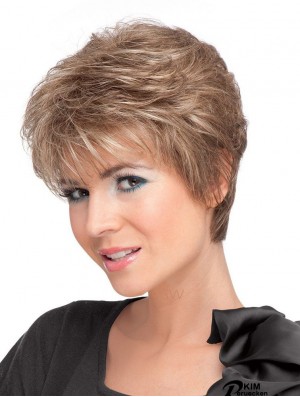 Mode Blonde Short Wavy Boycuts Lace Front Perücken