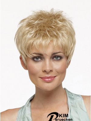 Cropped Boycuts Straight Blonde Online Synthetische Perücken