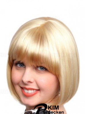 Kinnlänge Bobs Straight Blonde Erschwingliche synthetische Perücken