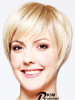 Frisuren 8 Zoll Straight Blonde Layered Short Perücken