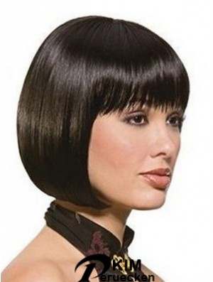 Kinnlange Bobs Straight Black Sassy Synthetic Perücken