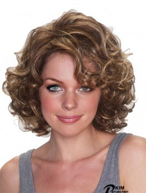 Günstige Perücken UK Synthetic Curly Style Kinn Länge Layered Cut