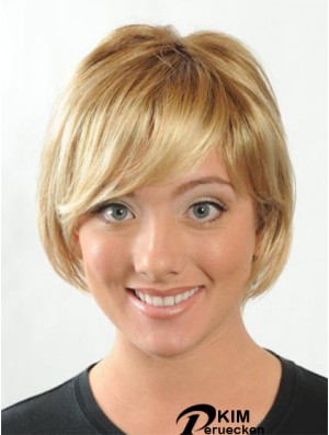 Kurze Bobs gerade blonde moderne synthetische Perücken