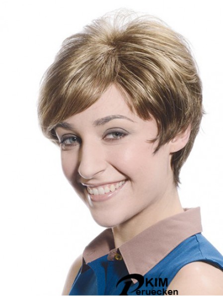 Soft Brown Short Boycuts Straight Glueless Lace Front Perücken