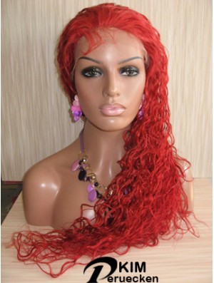 Curly Without Bangs Lace Front Natürliche 22 Zoll rote lange Perücken