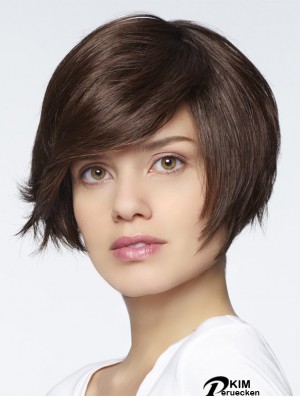 Gerade kurze Auburn 6  inchMonofilament Style Bob Perücken