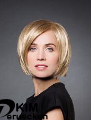 10  inchgerade blonde synthetische Kinnlänge Monofilament Perücke Bob