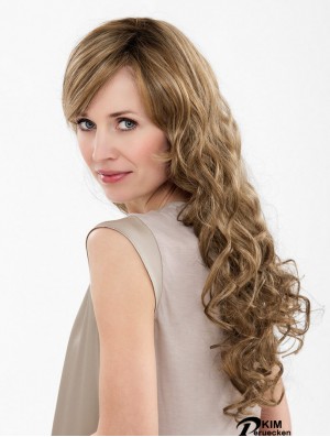 Brown Long Synthetic 20  inchCurly With Bangs Günstige Lace Front Perücken