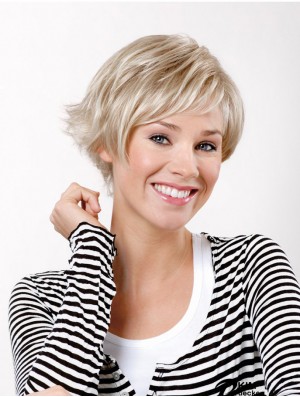 8  inchStraight Platinum Blonde Synthetic Short Capless Bob Perücke