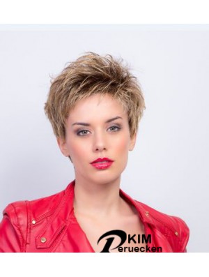 Synthetische kappenlose 4  inchBoycuts Straight Auburn Short Perücke