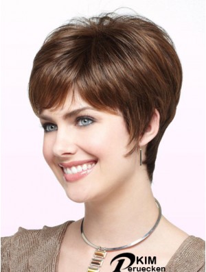 Fabulous Auburn Cropped Straight Boycuts Monofilament Perücken