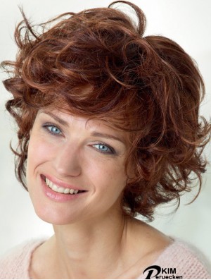 Curly With Bangs Schulterlange Auburn Beliebte Lace Front Perücken