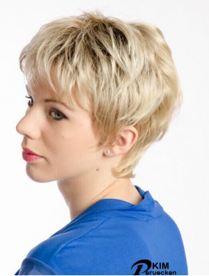 Blonde 8  inchAmazing Short Wavy Boycuts Spitzenperücken