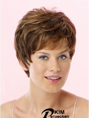 Erstaunliche Brown Cropped Wavy Boycuts Lace Front Perücken