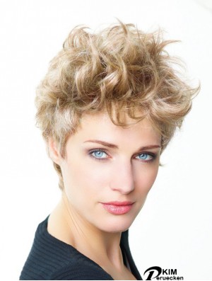 Curly Boycuts Kurze Blonde Trendy Lace Front Perücken