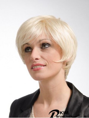 Blonde 10  inchFlexibility Short Straight Layered Lace Perücken