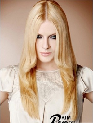 22  inchStraight Blonde 100% handgebundene synthetische Mono Cap Perücken